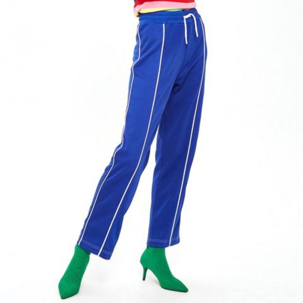 Topshop Blue High Rise Track Pant/ Straight leg joggers Petite size 4